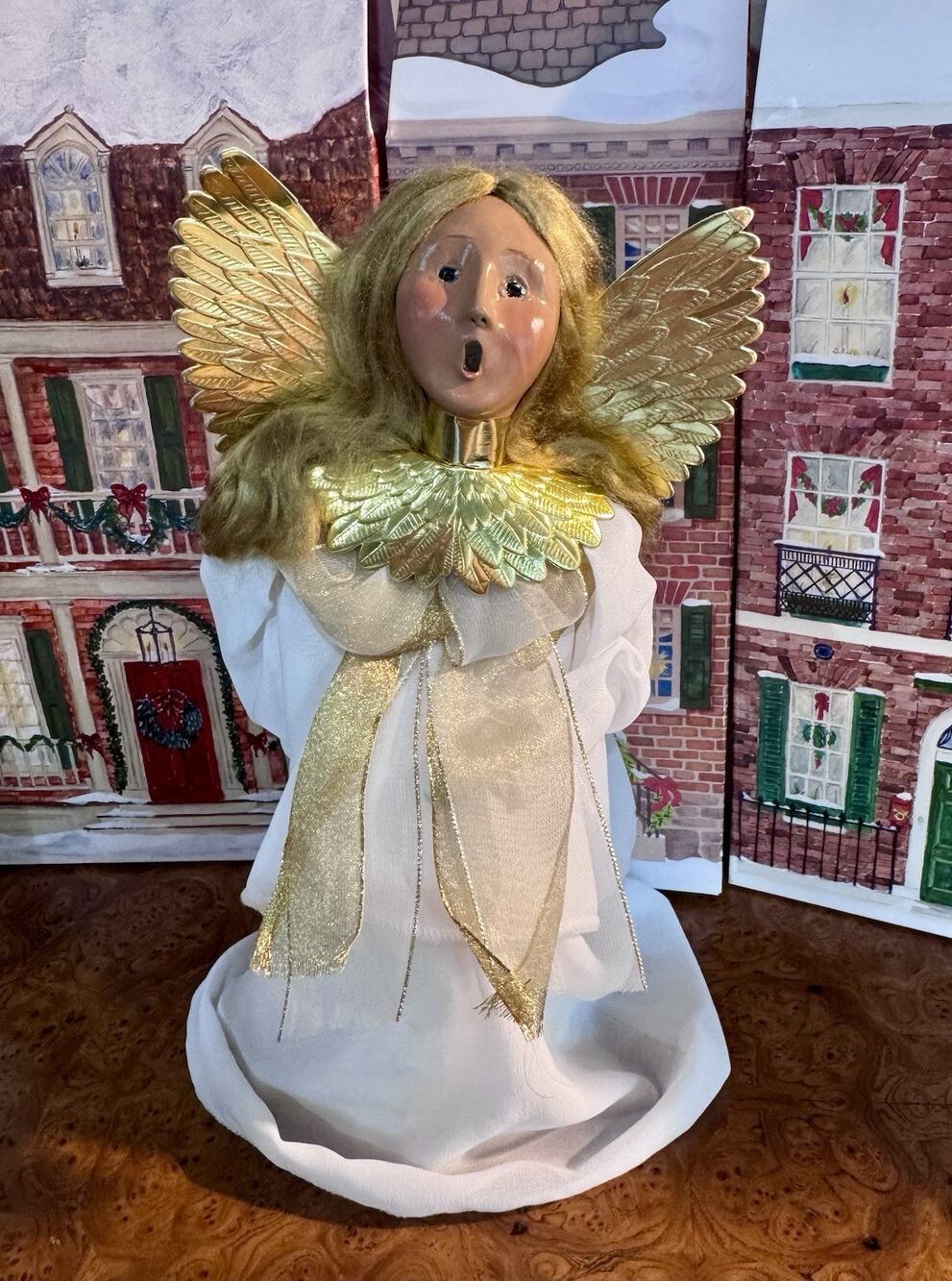 Byers’ Choice Carolers Angel Christmas Tree Topper Gold Wings Vintage 1994